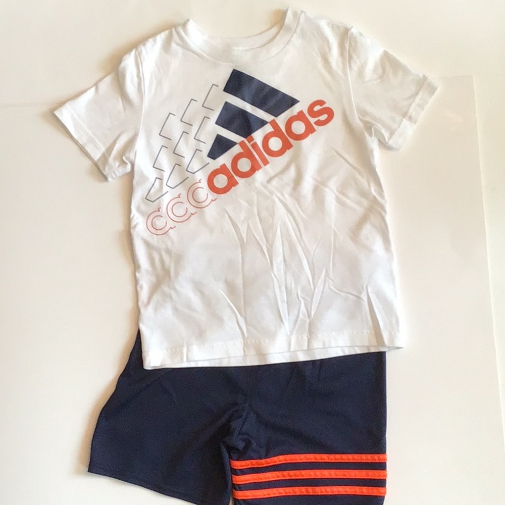 Adidas Kids Matching Set in White and Navy
